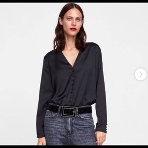 Black Zara button down bodysuit